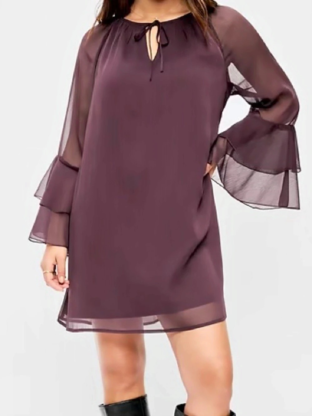 Old Navy Chiffon Ruffle Swing Mini Dress Mini Dress Purple Large NWT
